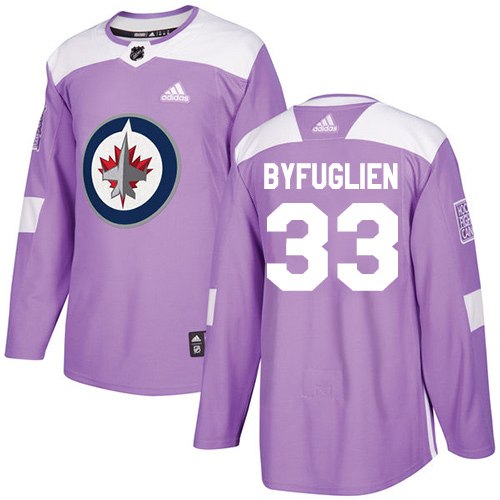 Adidas Jets #33 Dustin Byfuglien Purple Authentic Fights Cancer Stitched Youth NHL Jersey